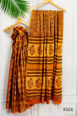 Heritage Mustard Kalamkari Cotton Saree