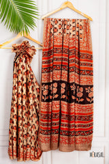 Rust Blossom Heritage Cotton Saree