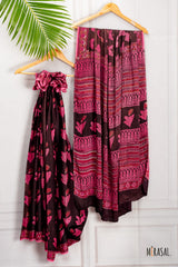Rosewood Bloom Heritage Cotton Saree