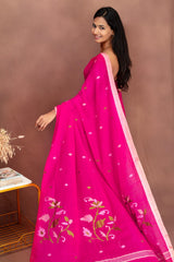 Pink Floral Cotton Saree