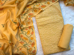 Mustard Meadow: Elegant Yellow Unstitched Salwar Suit Set