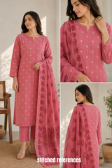 Rosewood Romance: Dusty Pink Unstitched Salwar Suit Set