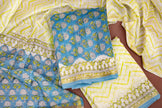 Elegant Chanderi Salwar Blue Suit – Top, Bottom & Dupatta