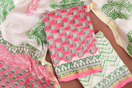 Elegant Chanderi Salwar Pink Suit– Top, Bottom & Dupatta