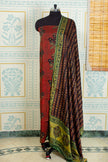 Ajrakh hand block printed Deep Maroon unstitched suit