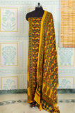 Ajrakh handblock printed unstitched Floral Yellow top and dupatta set