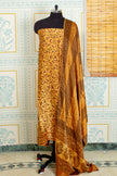 Ajrakh Handblock Printed Unstitched  Yellow Top And Dupatta