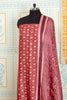 Ajrakh Handblock Printed Unstitched Light Red Top And Dupatta