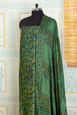 Ajrakh Handblock Printed Unstitched Green Top And Dupatta