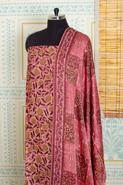 Ajrakh handblock printed Light  Red Top And Dupatta