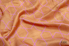 Caramel Tan with Lavender Print Saree & Blush Pink Embroidered Blouse.