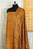 Mustard Ajrakh Unstitched Top And Dupatta