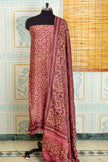 Light Red Ajrakh Handblock Unstitched Top And Dupatta