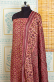 Light Red Ajrakh Handblock Unstitched Top And Dupatta