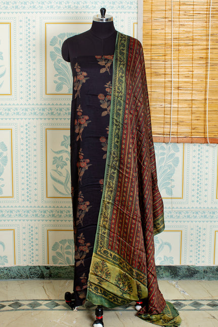 Traditional Ajrakh Handblock Unstitched Top And Dupatta