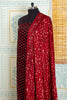 Traditional Ajrakh Handblock Unstitched Red And Black Top And Dupatta