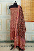 Handwoven Chanderi Cotton Salwar Top &Dupatta Set – light red and black