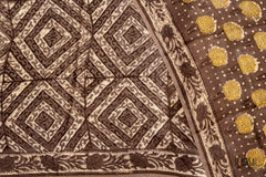 Handcrafted Ajrakh Saree in Earthy Brown & Mustard Tones