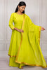 Vibrant Lime Green Mangalgiri Cotton Salwar Suit Set