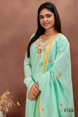 Ethereal Seafoam Silk Chanderi Kurta Set