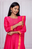 Radiant Hot Pink Mangalgiri Cotton Salwar Suit Set
