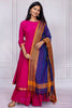Elegant Pink Mangalgiri Cotton Suit Set with Royal Blue Dupatta