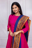 Elegant Pink Mangalgiri Cotton Suit Set with Royal Blue Dupatta