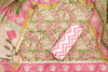 Elegant Chanderi Cotton Unstitched Green Salwar Suit Set (Top, Bottom & Dupatta)
