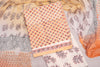 Cotton Unstitched Suit Set – Floral Elegance in orange & Cream white
