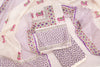 Chanderi Cotton Unstitched Suit - Cream White And Lavender Elegance