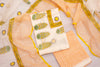 Chanderi Cotton Unstitched Suit - Cream White And Yellow Elegance