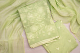 Light Green Chanderi Cotton Unstitched Suit Set