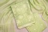 Light Green Chanderi Cotton Unstitched Suit Set