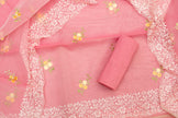 Pink Unstitched Suit Set with Organza Dupatta