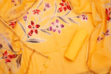 Festive Yellow Chanderi Cotton Suit Set – Unstitched