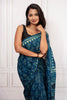 Elegant Indigo Blue Handcrafted Cotton Saree with Traditional Block Prints