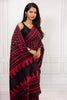 Elegant Black & Crimson Red Handblock Print Saree