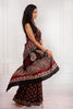 Black & Deep Red Handblock Print Saree