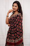Black & Deep Red Handblock Print Saree