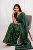 Light &  Dark Green Hand block Print Saree