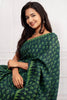Light &  Dark Green Hand block Print Saree