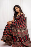 Classic Black Floral & Block Printed Saree
