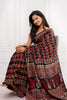 Classic Black Floral & Block Printed Saree