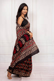Classic Black Floral & Block Printed Saree