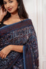 Deep Indigo Blue Handcrafted Ajrakh Silk Saree