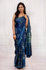 Handcrafted Ajrakh Saree in Indigo & Moss Green