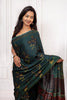Elegant Handcrafted Dark Green Saree with Intricate Prints