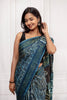 Graceful Handcrafted Ajrakh Saree in Deep Blue Tones