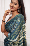 Graceful Handcrafted Ajrakh Saree in Deep Blue Tones