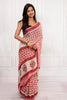 Elegant Pink Floral Cotton Chiffon Saree with Rich Red Borders